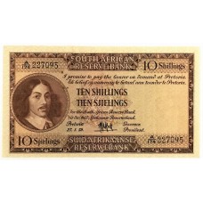 SOUTH AFRICA 1959 . TEN 10 SHILLINGS BANKNOTE . TOP LINE IN ENGLISH